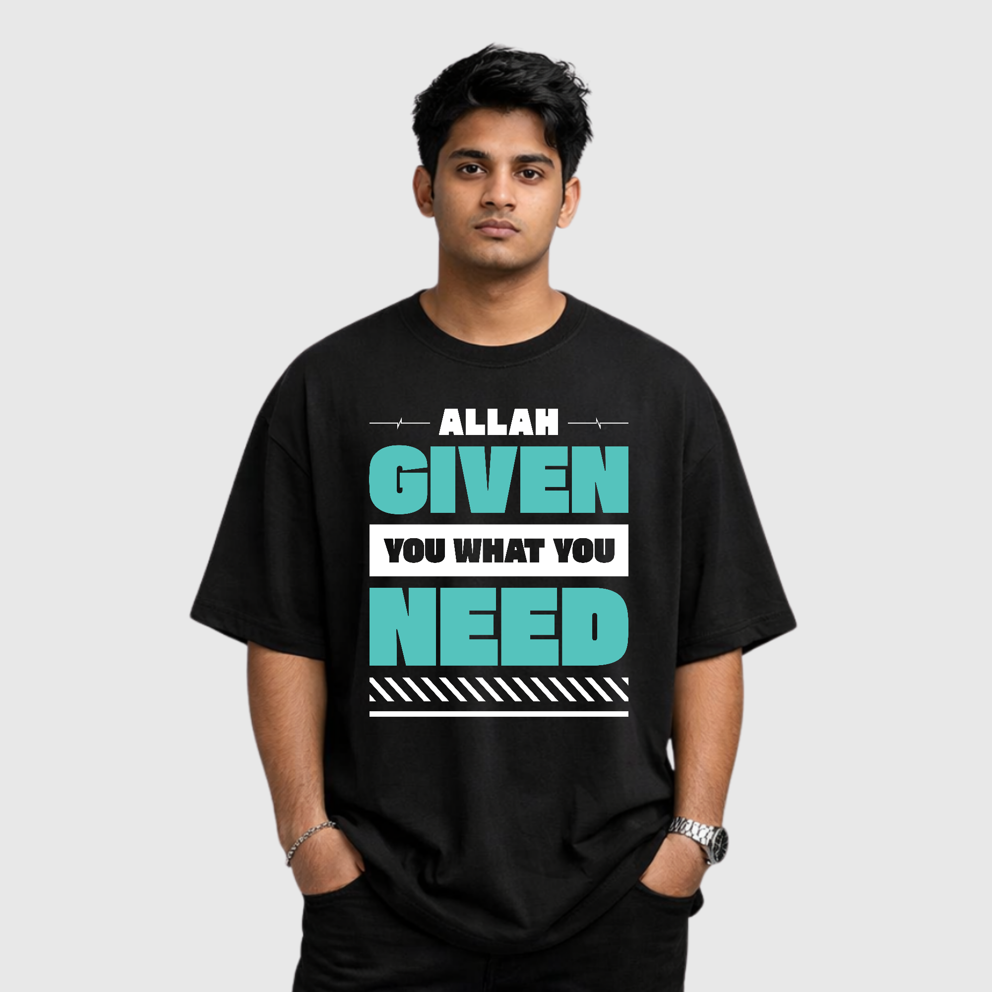 Allah Gives You What You Need Oversized Drop Shoulder T-Shirt - Image 3